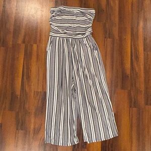 Derek Heart Black and White Striped Jumpsuit